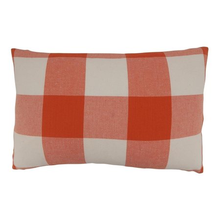 SARO LIFESTYLE Saro Lifestyle 5340P.OR1320BC 13 x 20 in. Buffalo Plaid Oblong Pillow Cover; Orange 5340P.OR1320BC